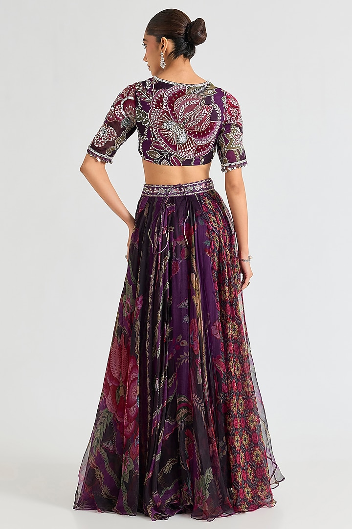 Grapevine Purple Organza Embroidered Wedding Lehenga Set by Mahima Mahajan at Pernia's Pop Up Shop