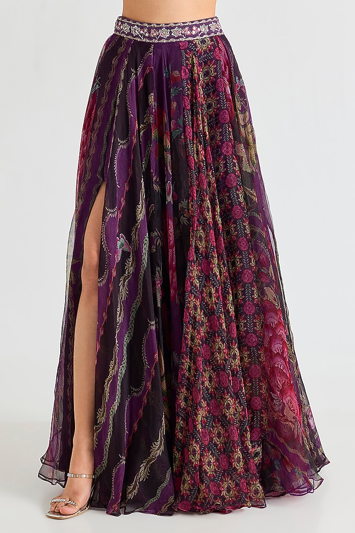 Grapevine Purple Organza Embroidered Wedding Lehenga Set by Mahima Mahajan at Pernia's Pop Up Shop