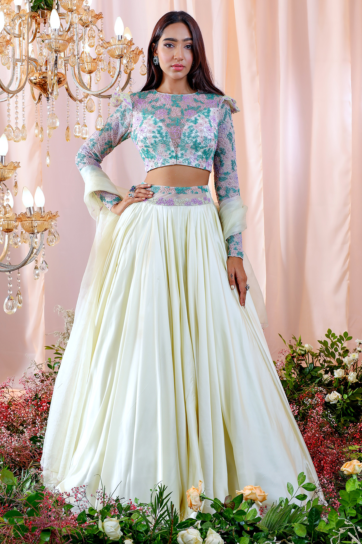 Jade Embroidered Lehenga Set by Mahima Mahajan