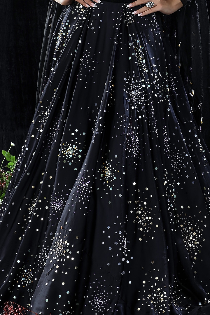 Black Embroidered Wedding Lehenga Set by Mahima Mahajan at Pernia's Pop Up Shop