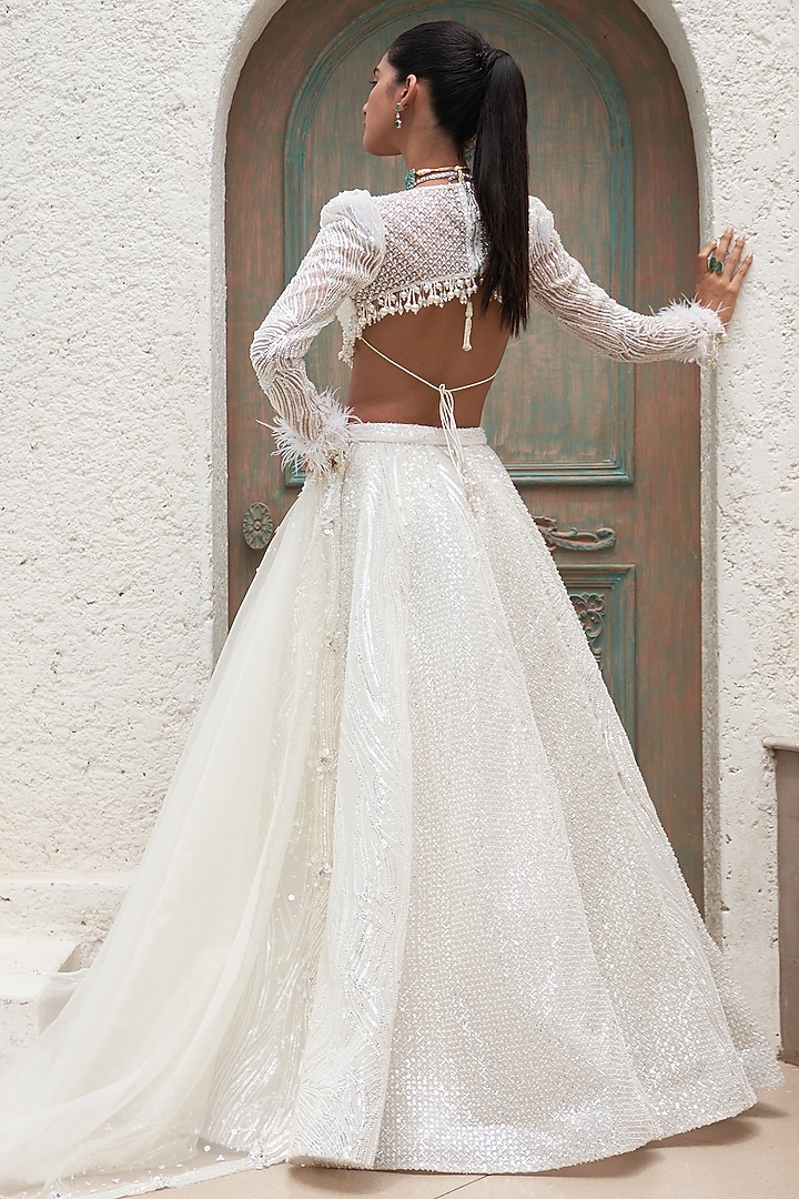 Ivory Net & Crepe Bridal Lehenga Set by Mahima Mahajan at Pernia's Pop Up Shop