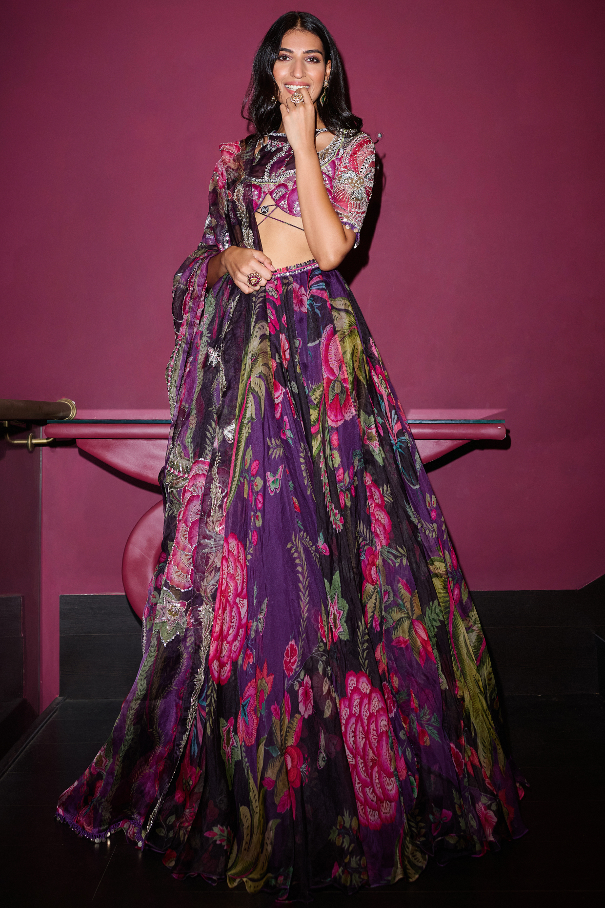 Grapevine Organza Wedding Lehenga Set by Mahima Mahajan at Pernia's Pop Up Shop