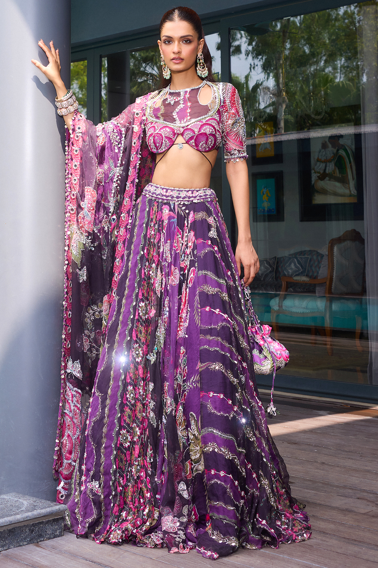 Grapevine Organza Embroidered Bridal Lehenga Set by Mahima Mahajan at Pernia's Pop Up Shop