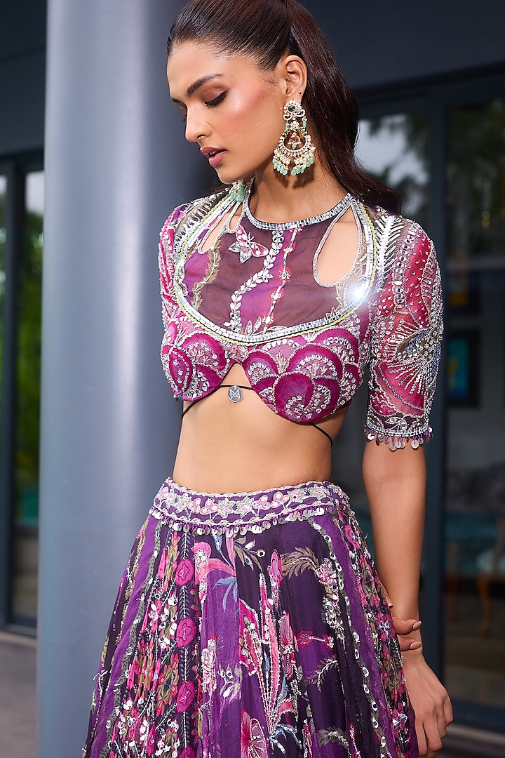 Grapevine Organza Embroidered Bridal Lehenga Set by Mahima Mahajan at Pernia's Pop Up Shop