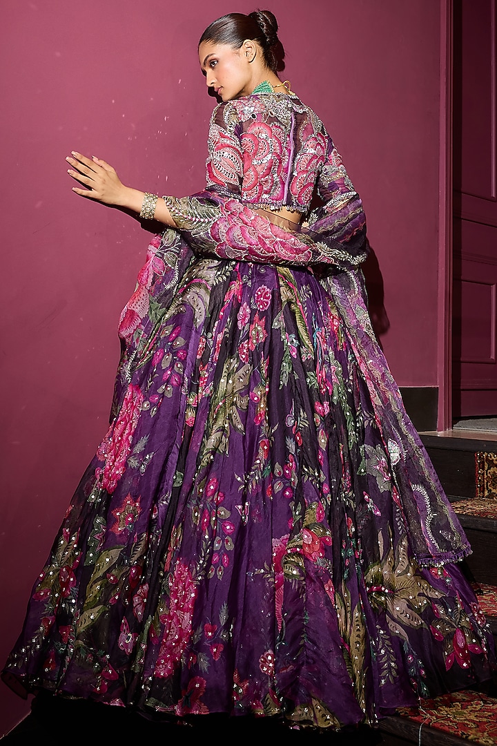 Grapevine Organza Hand Embroidered Wedding Lehenga Set by Mahima Mahajan at Pernia's Pop Up Shop