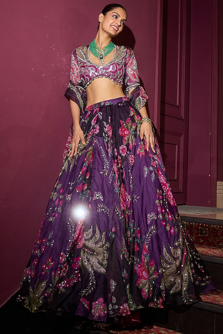 Grapevine Organza Hand Embroidered Wedding Lehenga Set by Mahima Mahajan at Pernia's Pop Up Shop