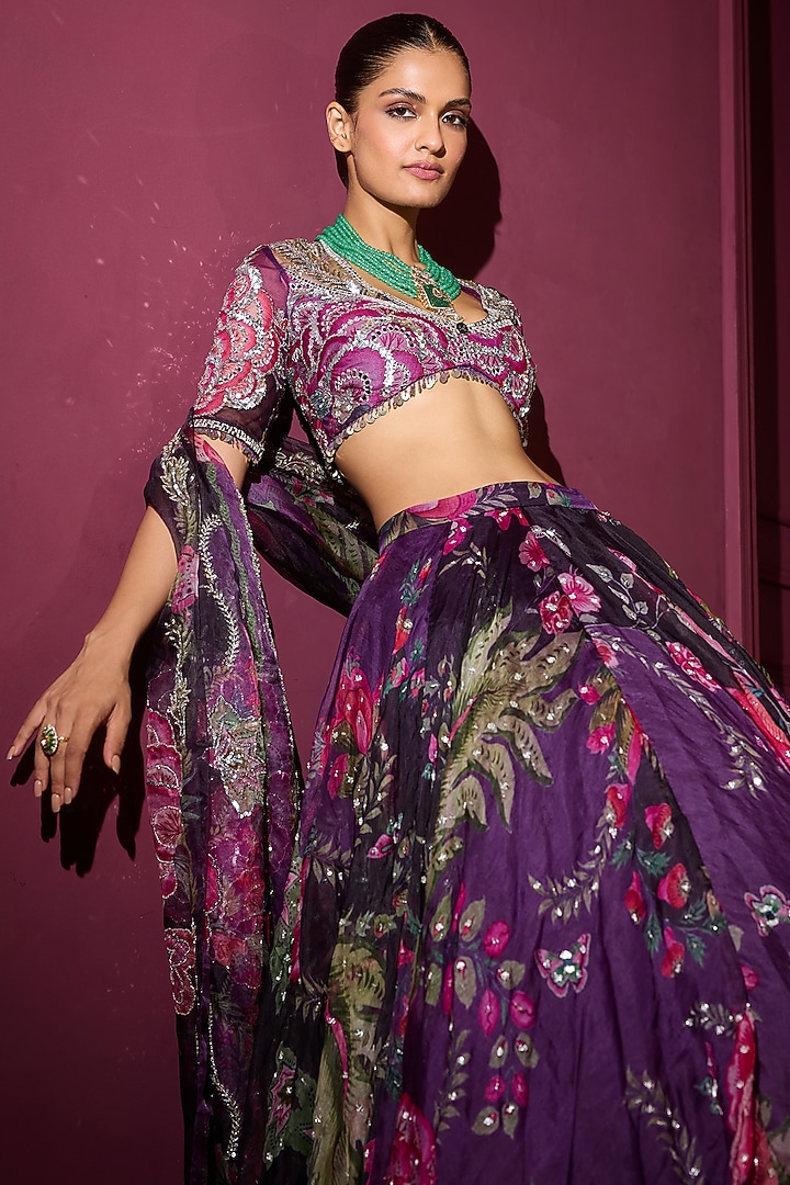 Grapevine Organza Hand Embroidered Wedding Lehenga Set by Mahima Mahajan at Pernia's Pop Up Shop