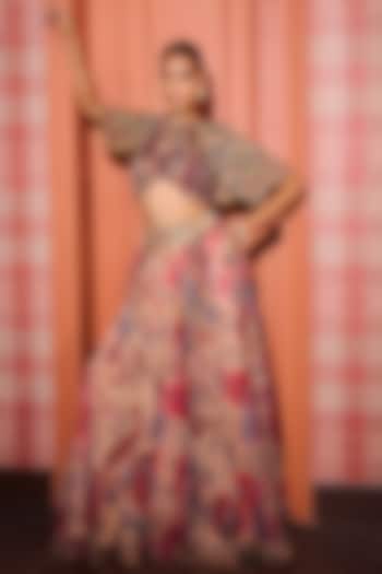 Sand Colored Organza Wedding Sharara Set by Mahima Mahajan at Pernia's Pop Up Shop