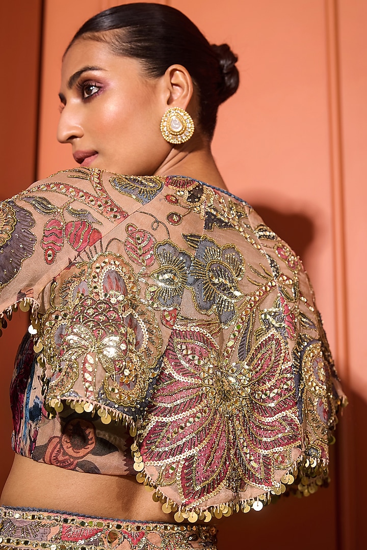Sand Colored Organza Wedding Sharara Set by Mahima Mahajan at Pernia's Pop Up Shop