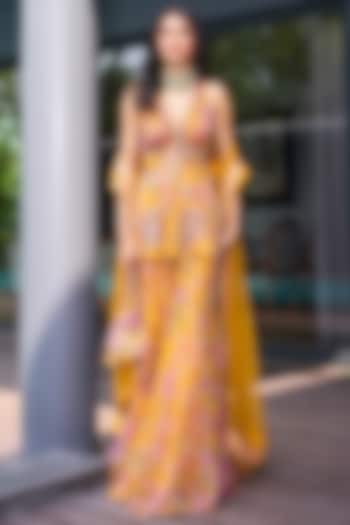 Kesar Yellow Organza Bridal Sharara Set by Mahima Mahajan at Pernia's Pop Up Shop
