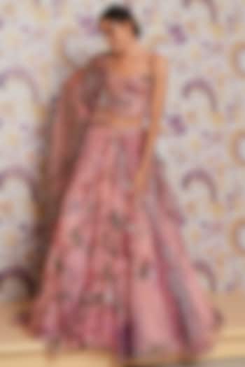 Blush Pink Silk Organza Hand Embroidered Bridal Lehenga Set by Mahima Mahajan at Pernia's Pop Up Shop
