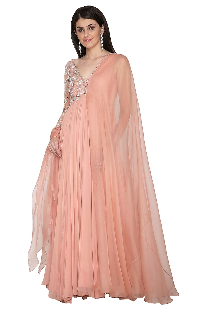 Rose Pink Embroidered Wedding Anarkali by Mahima Mahajan at Pernia's Pop Up Shop