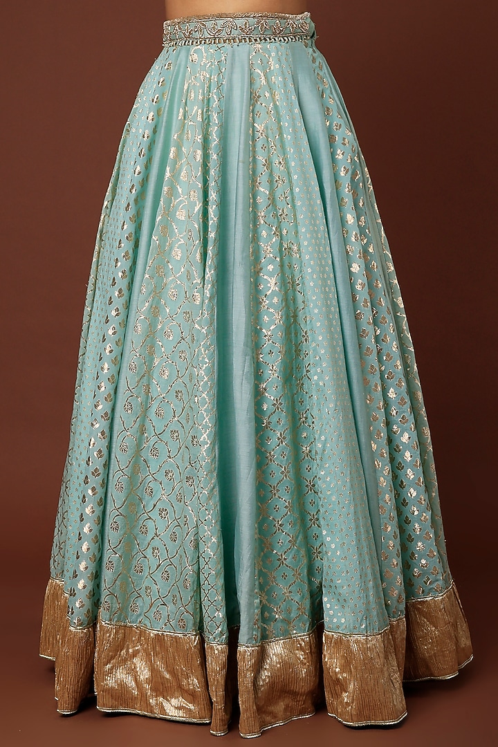 Sky Blue Hand Embroidered Wedding Lehenga Set by Mahima Mahajan at Pernia's Pop Up Shop