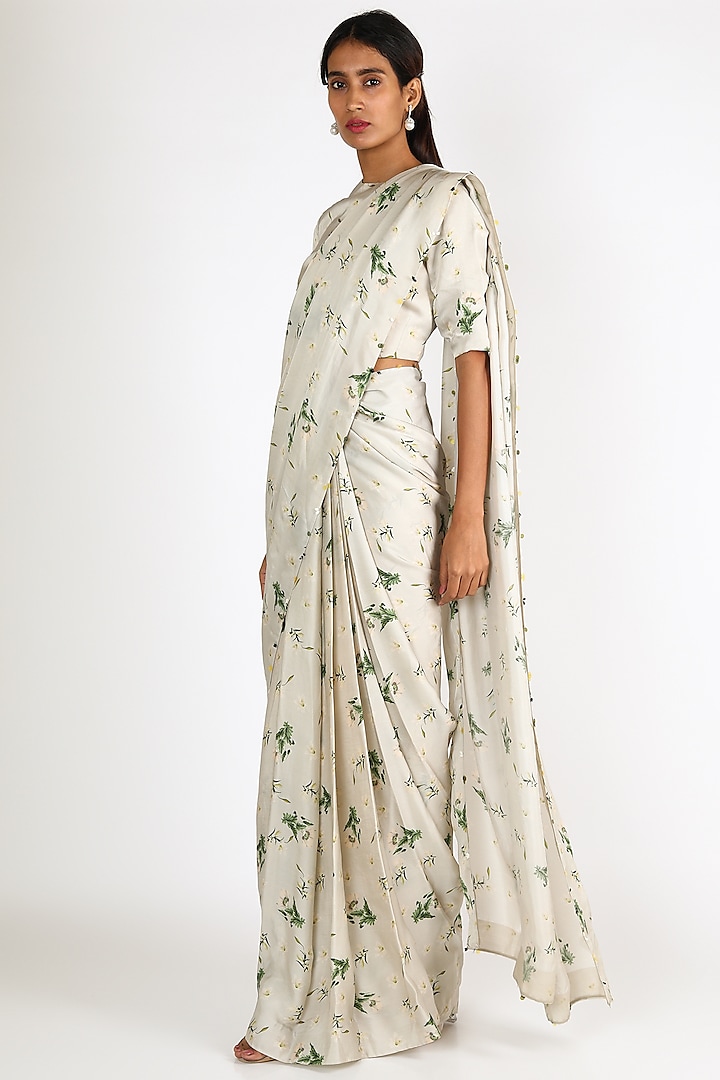 Jade Printed Saree Set by Mahima Mahajan