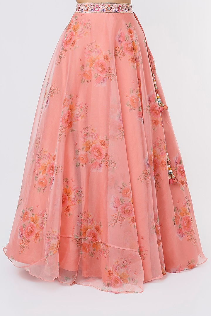 Rose Pink Printed Lehenga Set by Magic Mirror at Pernia's Pop Up Shop
