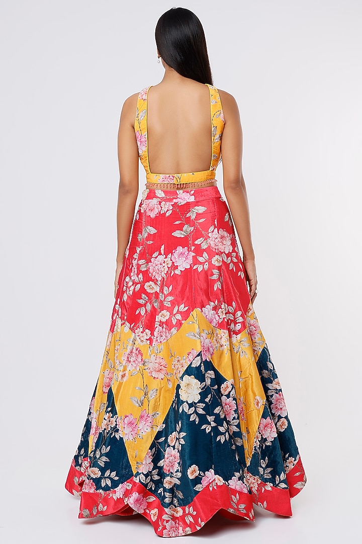 Multi-Colored Printed & Sequinned Lehenga Set by Magic Mirror at Pernia's Pop Up Shop