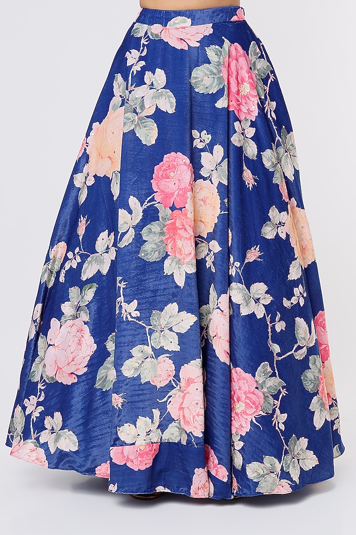 Royal Blue Printed Lehenga Set by Magic Mirror at Pernia's Pop Up Shop
