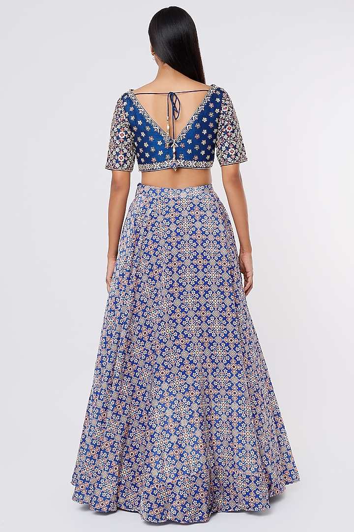 Royal Blue Patola Printed Lehenga Set by Magic Mirror at Pernia's Pop Up Shop