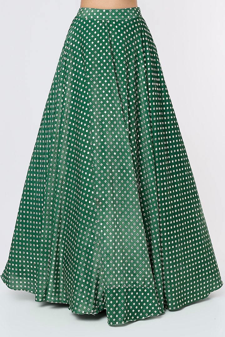 Emerald Green Printed Lehenga Set by Magic Mirror at Pernia's Pop Up Shop
