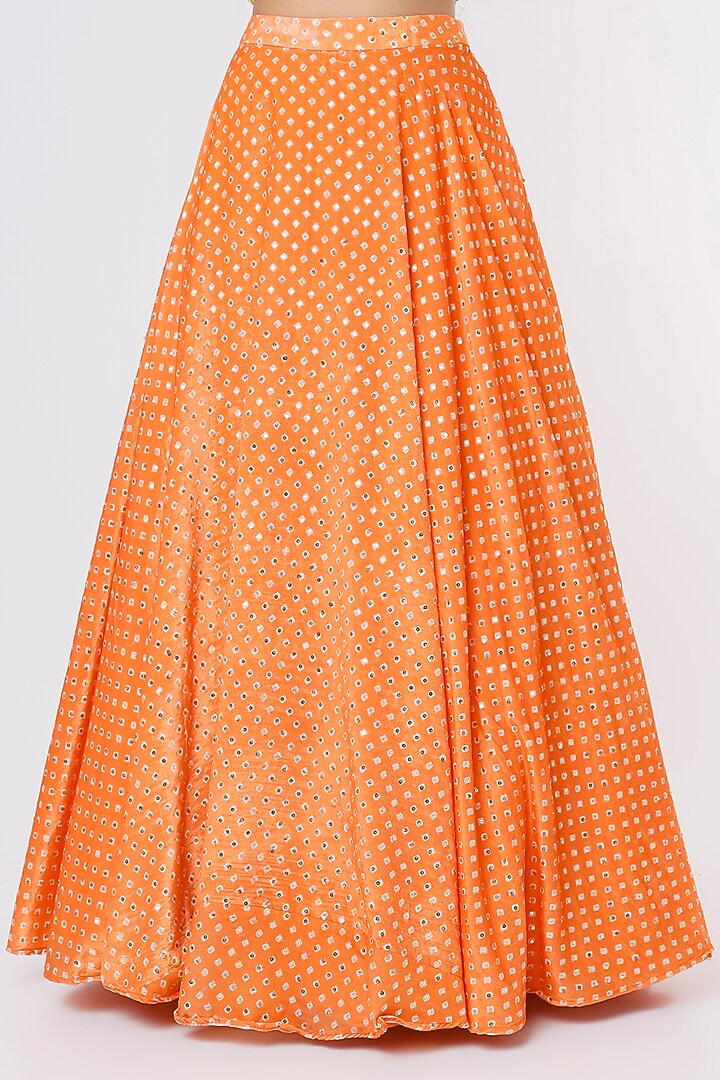 Orange Printed Lehenga Set by Magic Mirror at Pernia's Pop Up Shop