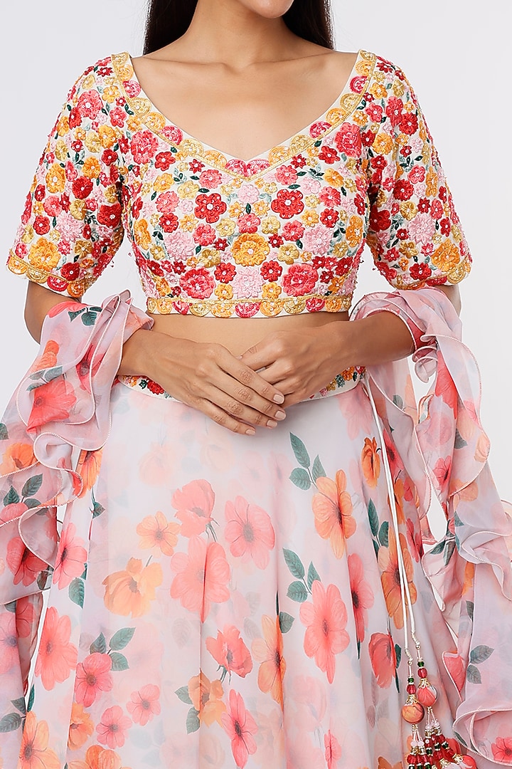 Ivory Printed Wedding Lehenga Set by Magic Mirror at Pernia's Pop Up Shop
