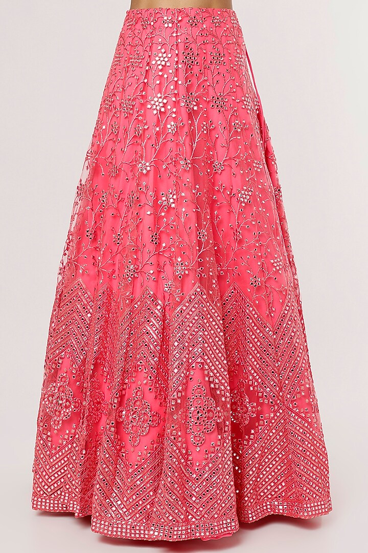 Fuchsia Pink Embroidered Lehenga Set by Magic Mirror at Pernia's Pop Up Shop