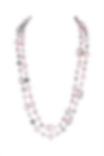 Pink & Grey Layered Mala Necklace by Moh-Maya by Disha Khatri