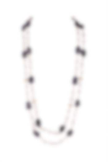 Purple Layered Mala Necklace With Pearls by Moh-Maya by Disha Khatri at Pernia's Pop Up Shop