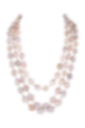 Pink & Grey Three Layered Mala Necklace by Moh-Maya by Disha Khatri
