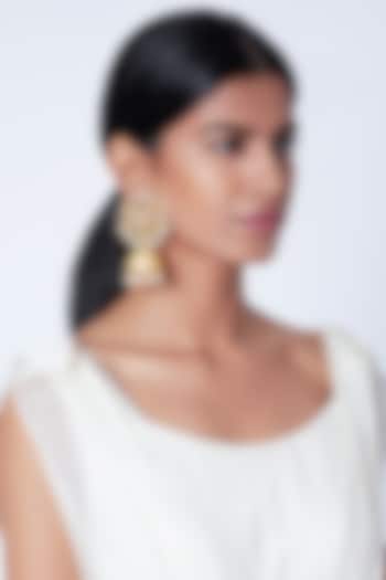 Gold Plated Long Jhumka Earrings by Moh-Maya by Disha Khatri