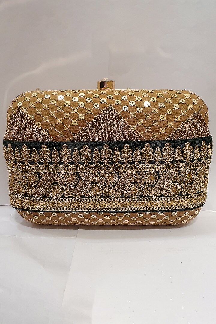 Gold Embroidered Clutch by Moh-Maya By Disha Khatri