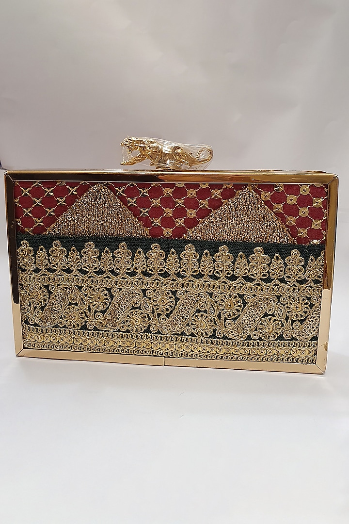Gold Sequins Embroidered Clutch by Moh-Maya By Disha Khatri