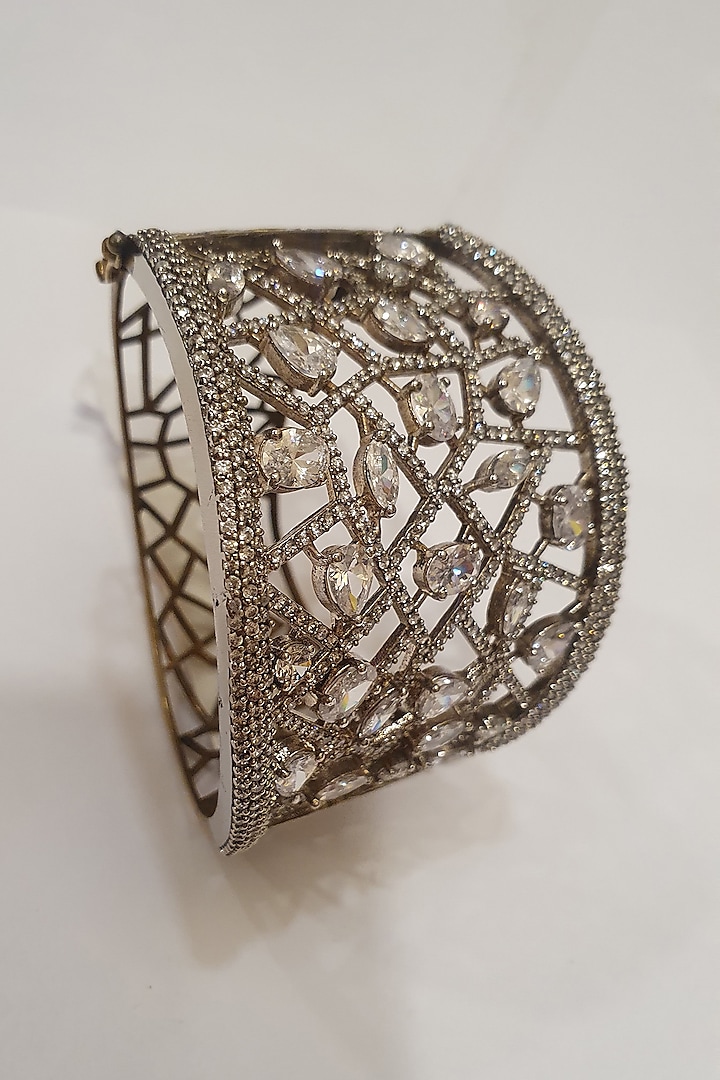 Silver Finish Diamond Bracelet by Moh-Maya By Disha Khatri