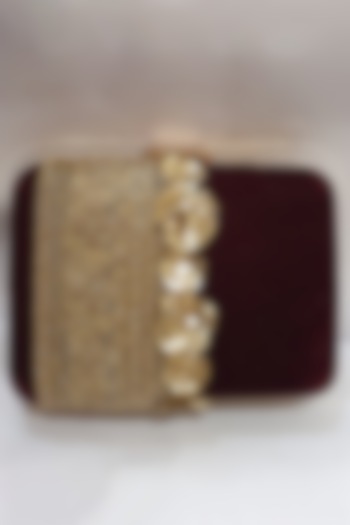 Maroon Clutch With Lace Detailing by Moh-Maya By Disha Khatri