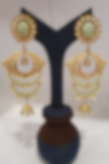 Gold Finish Meenakari Earrings by Moh-Maya By Disha Khatri at Pernia's Pop Up Shop
