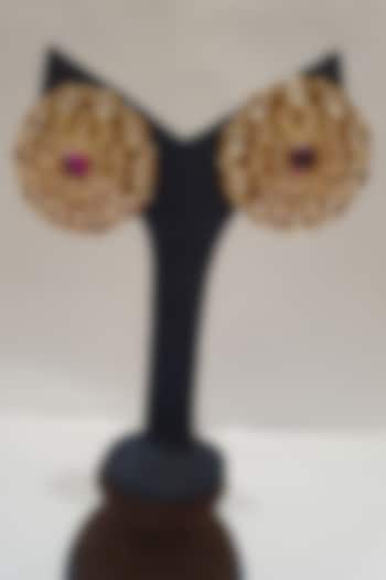 Gold Finish Stud Earrings by Moh-Maya By Disha Khatri at Pernia's Pop Up Shop