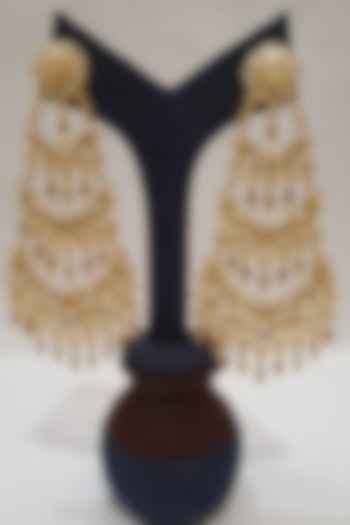 Gold Finish Kundan Earrings by Moh-Maya By Disha Khatri