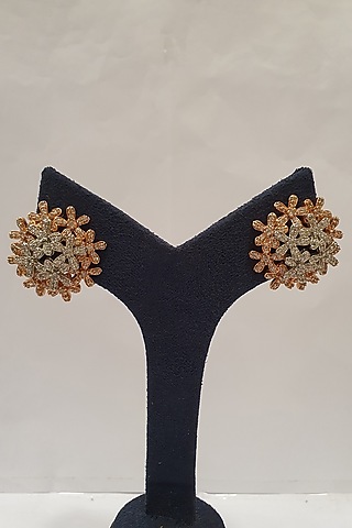 Silver Finish Stud Earrings by Moh-Maya By Disha Khatri