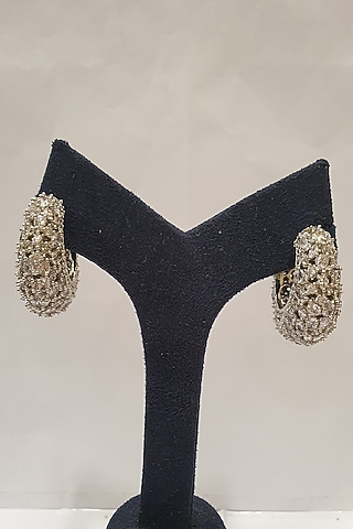 Silver Finish Bali Earrings by Moh-Maya By Disha Khatri