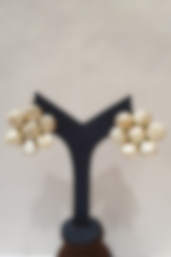 Gold Finish Emerald & Pearls Earrings by Moh-Maya By Disha Khatri