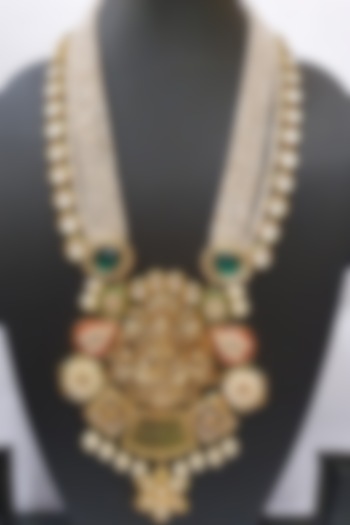 Gold Finish Temple Pendant Necklace by Moh-Maya By Disha Khatri