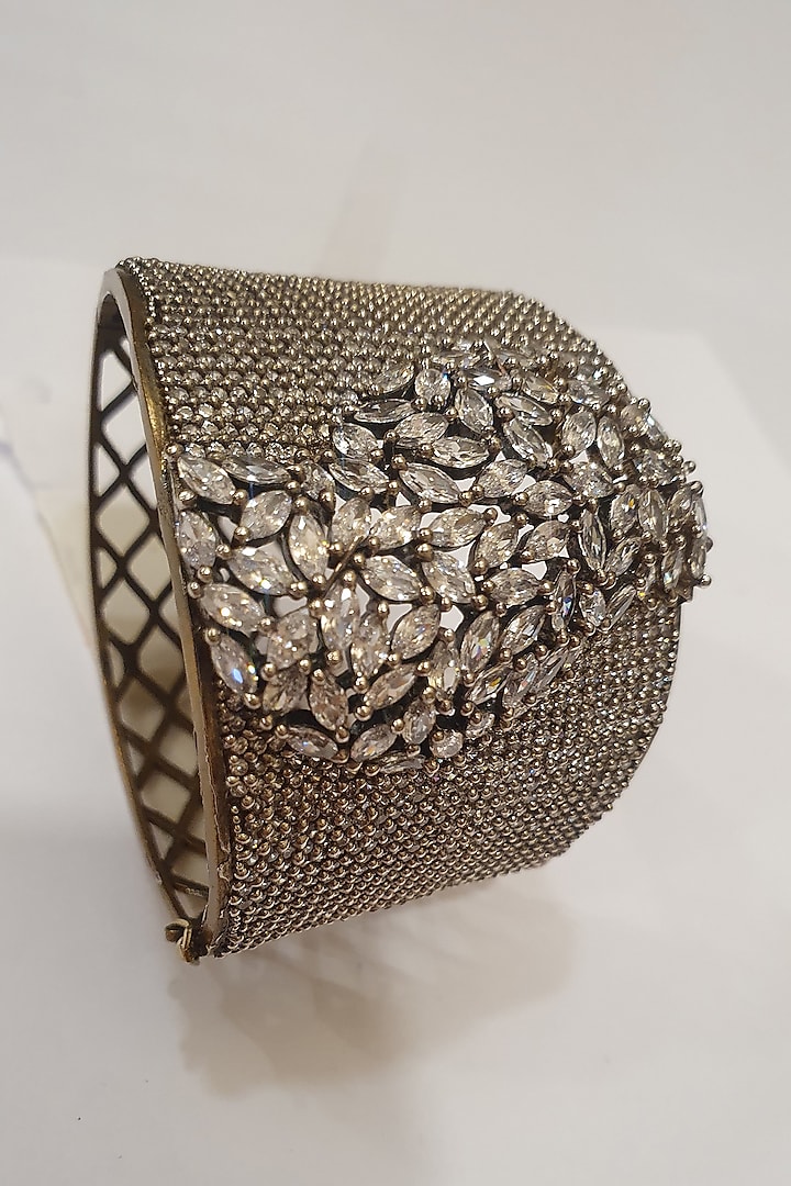 Silver Finish Faux Diamond Bracelet by Moh-Maya By Disha Khatri