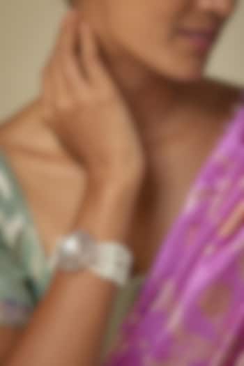 Gold Finish Kundan Polki & Zircon Bracelet by Moh-Maya by Disha Khatri at Pernia's Pop Up Shop