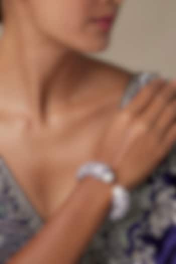 Silver Finish Sapphire Stone & Zircon Bracelet by Moh-Maya by Disha Khatri at Pernia's Pop Up Shop