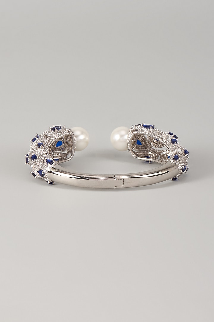 Silver Finish Sapphire Stone & Zircon Bracelet by Moh-Maya by Disha Khatri at Pernia's Pop Up Shop