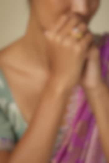 Gold Finish Ruby Stone & Kundan Polki Ring In Sterling Silver by Moh-Maya by Disha Khatri at Pernia's Pop Up Shop