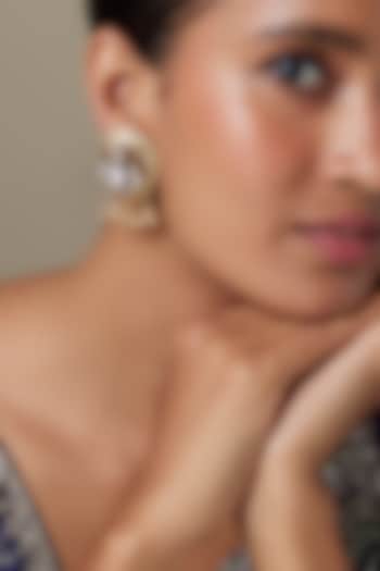 Gold Finish Zircon Bell Beaded & Moissanite Stone Dangler Earrings by Moh-Maya by Disha Khatri at Pernia's Pop Up Shop