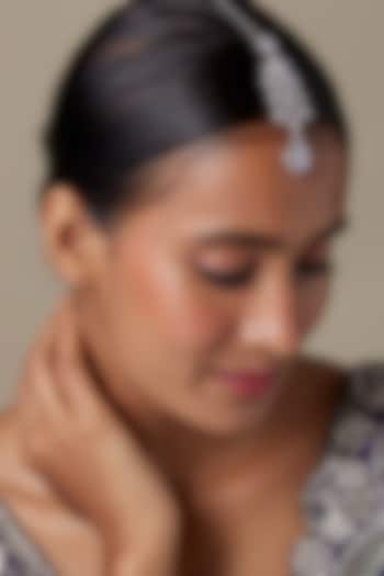 Silver Finish Zircon Maangtikka by Moh-Maya by Disha Khatri at Pernia's Pop Up Shop