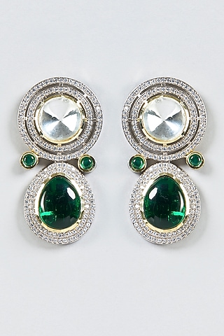 Gold Finish Semi Precious Stone Earrings by Moh-Maya by Disha Khatri