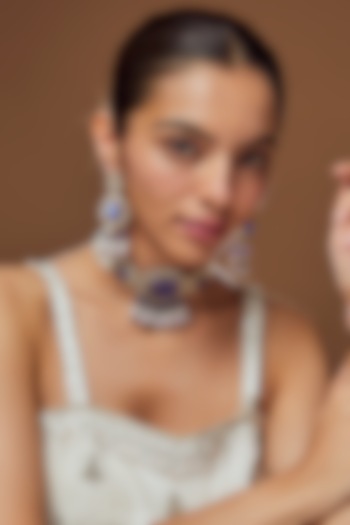 Gold Finish Purple Stone Choker Necklace Set by Moh-Maya by Disha Khatri at Pernia's Pop Up Shop